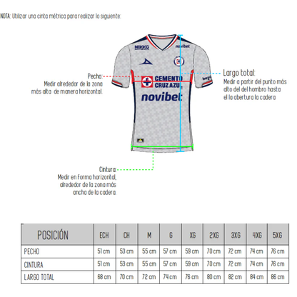 JERSEY VISITANTE CLUB CRUZ AZUL HOMBRE 2025-2026
